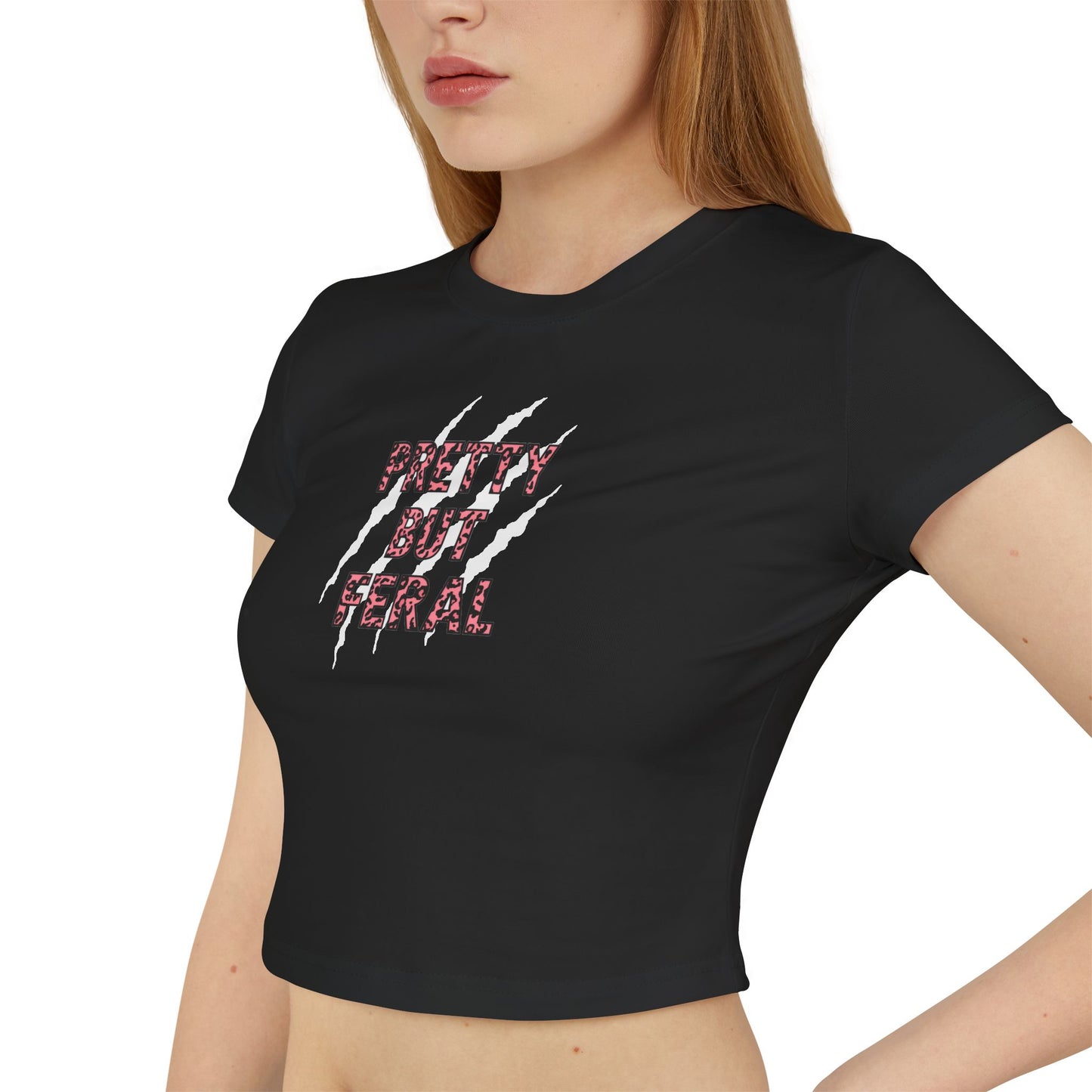 Pretty But Feral Leopard Print Cropped Baby Tee