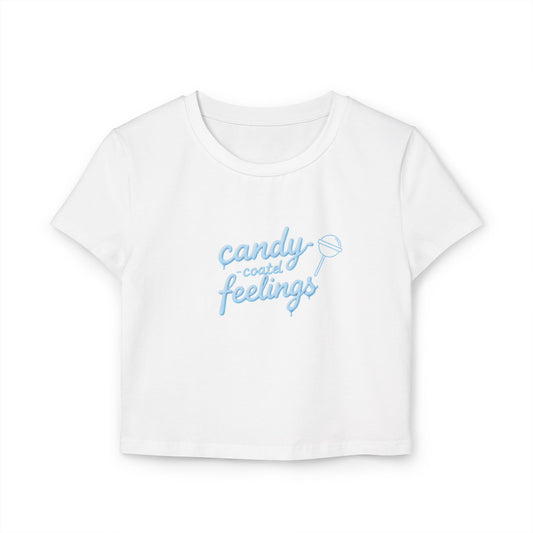 Candy-Coated Feelings Cropped Baby Tee | Blue Version