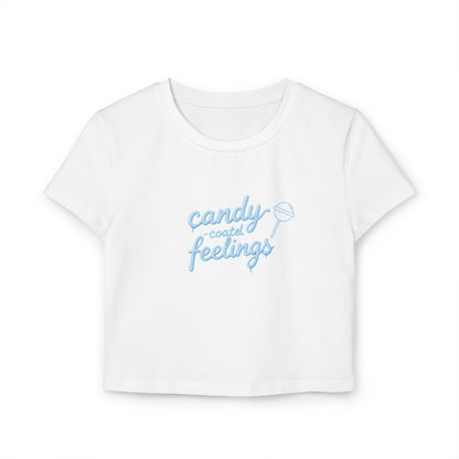 Candy-Coated Feelings Cropped Baby Tee | Blue Version