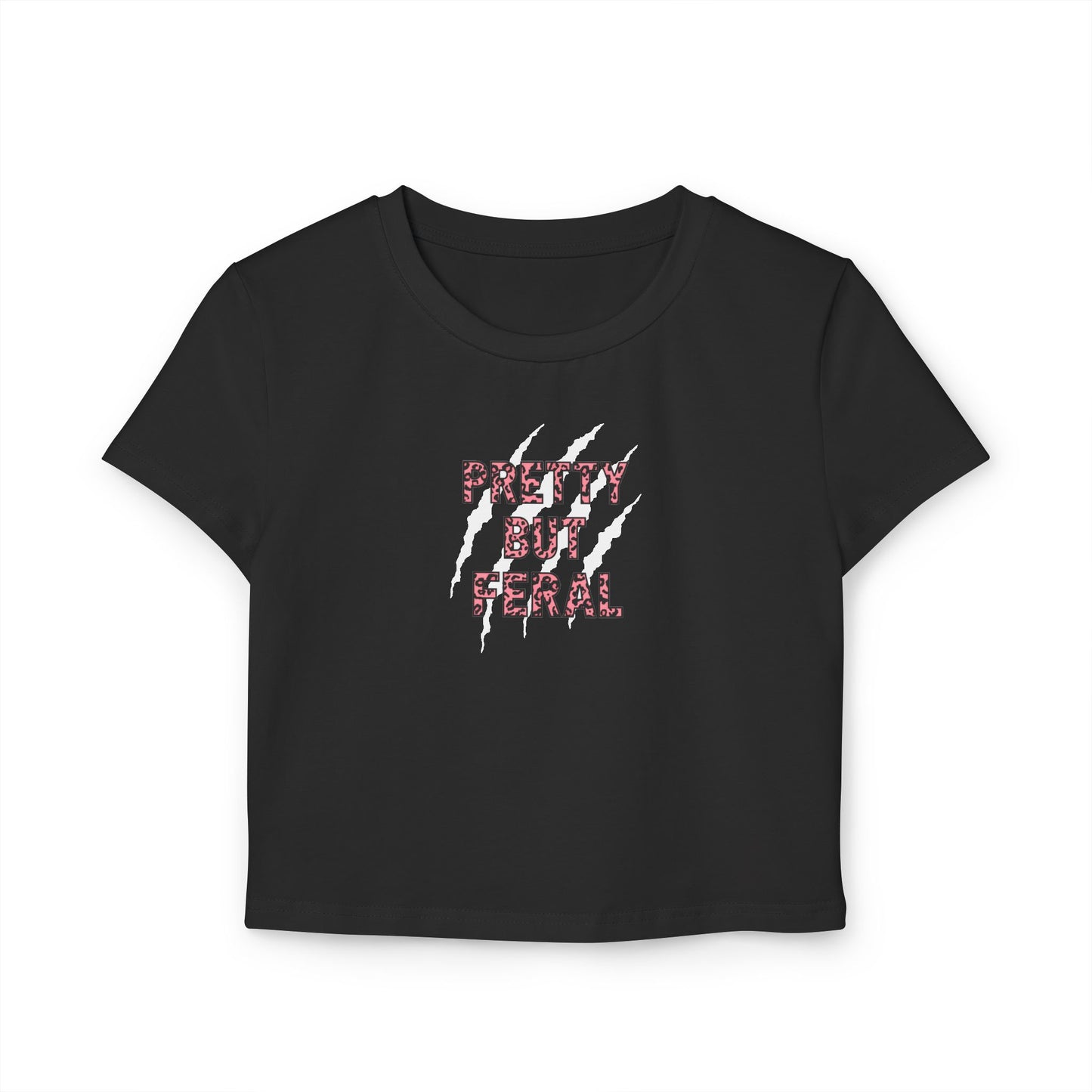 Pretty But Feral Leopard Print Cropped Baby Tee