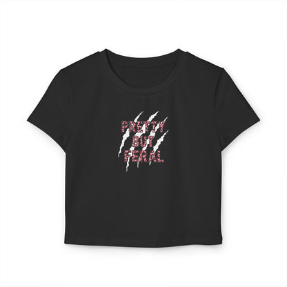 Pretty But Feral Leopard Print Cropped Baby Tee