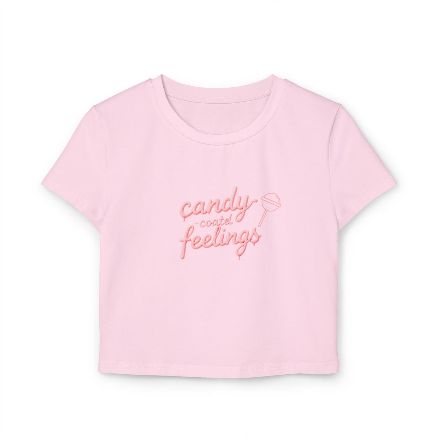 Candy-Coated Feelings Cropped Baby Tee | Pink Version