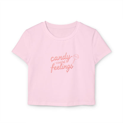 Candy-Coated Feelings Cropped Baby Tee | Pink Version