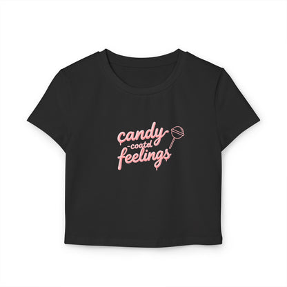 Candy-Coated Feelings Cropped Baby Tee | Pink Version
