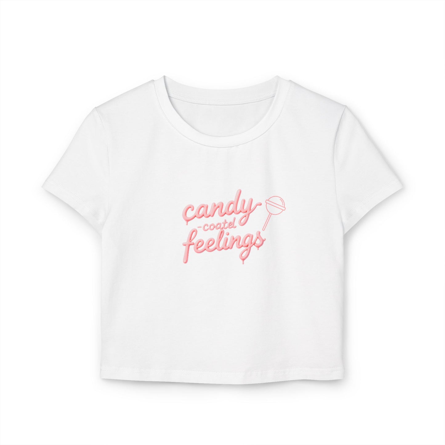 Candy-Coated Feelings Cropped Baby Tee | Pink Version
