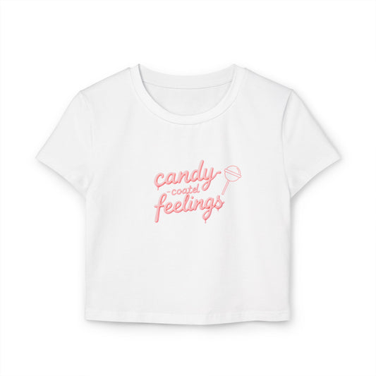 Candy-Coated Feelings Cropped Baby Tee | Pink Version