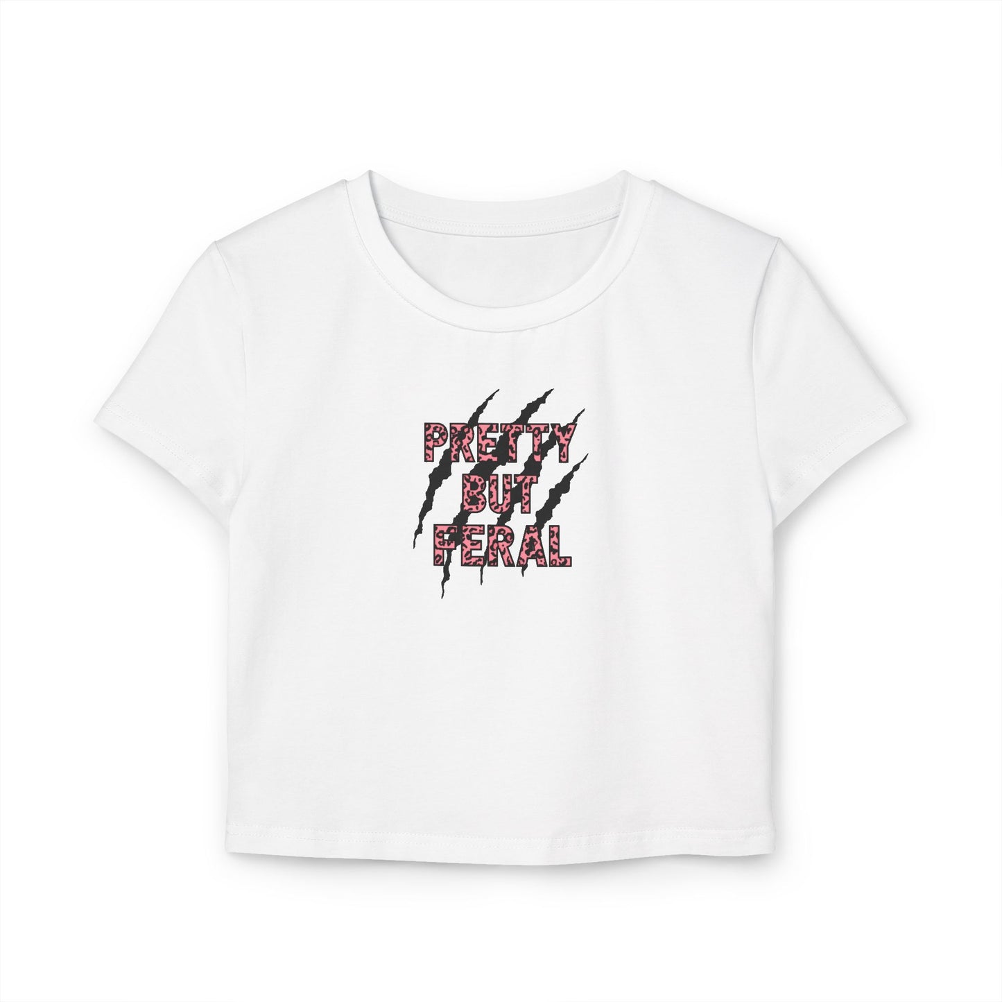 Pretty But Feral Leopard Print Cropped Baby Tee