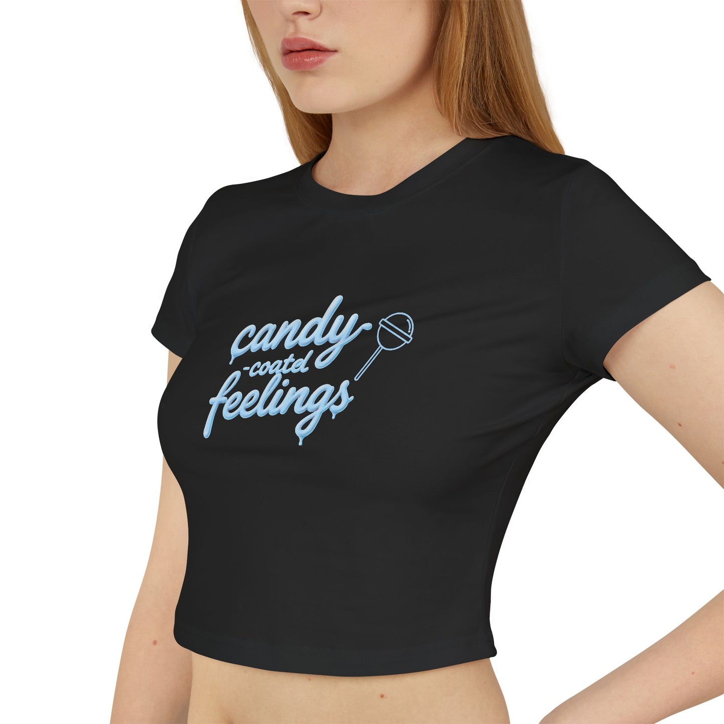 Candy-Coated Feelings Cropped Baby Tee | Blue Version