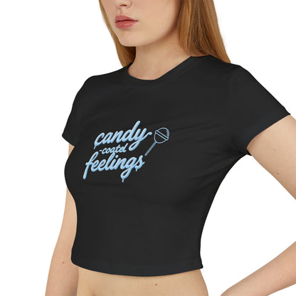 Candy-Coated Feelings Cropped Baby Tee | Blue Version