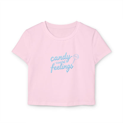 Candy-Coated Feelings Cropped Baby Tee | Blue Version